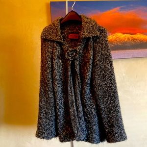 Hand knit one of a kind angora blend fashion sweater jacket.